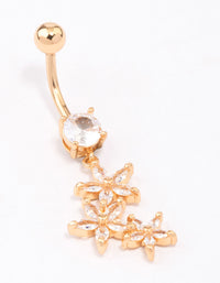 Gold Plated Surgical Steel Graduating Flower Drop Belly Ring - link has visual effect only