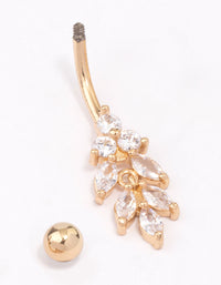 Gold Plated Surgical Steel Marquise Drop Belly Ring - link has visual effect only