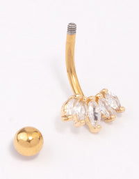 Gold Plated Surgical Steel Mini Marquise Fan Belly Ring - link has visual effect only