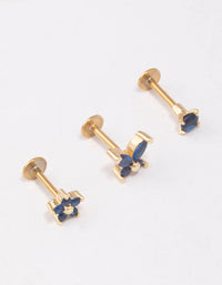 Gold Plated Surgical Steel Butterfly & Flower Flat Back 3-Pack - link has visual effect only