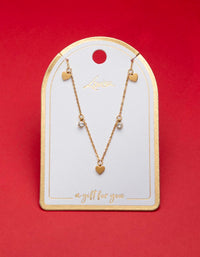 Waterproof Gold Plated Stainless Steel Diamante & Heart Necklace - link has visual effect only