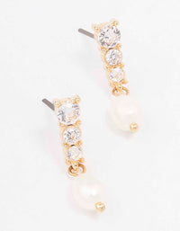 Gold Cupchain Pearl Drop Earrings - link has visual effect only