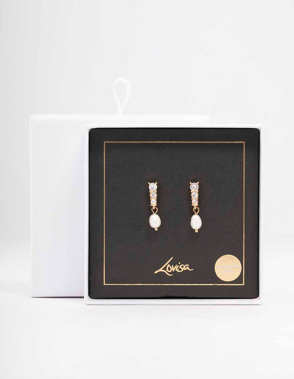 Gold Cupchain Pearl Drop Earrings Lovisa