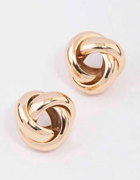 Gold Hollow Knotted Stud Earrings - link has visual effect only