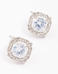 Silver Encased Diamante Stud Earrings - link has visual effect only