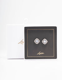 Silver Encased Diamante Stud Earrings - link has visual effect only