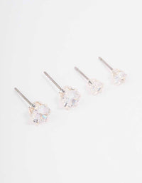 Silver Hexagon Diamante Stud Earring Pack - link has visual effect only