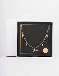 Gold Floating Diamante Droplet Necklace - link has visual effect only