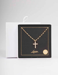 Gold Bezel Diamante Cross Necklace - link has visual effect only