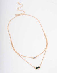 Gold Double Chain Baguette Necklace - link has visual effect only