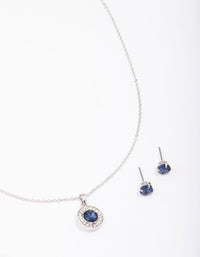 Rhodium Diamante Halo Jewellery Set - link has visual effect only