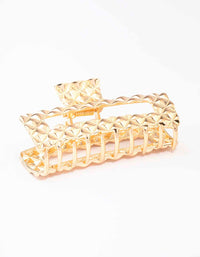 Gold Rectangle Quilted Hair Claw Clip - link has visual effect only