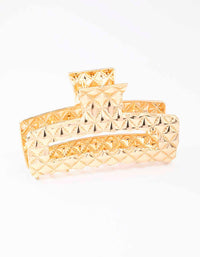 Gold Rectangle Quilted Hair Claw Clip - link has visual effect only