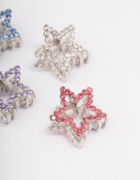 Rhodium Mini Diamante Star Hair Claw Clip 4-Pack - link has visual effect only