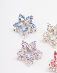 Rhodium Mini Diamante Star Hair Claw Clip 4-Pack - link has visual effect only