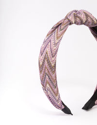 Purple Fabric Chevron Twisted Knotted Headband - link has visual effect only