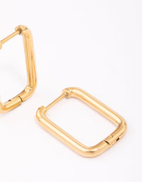 Waterproof Gold Plated Stainless Steel Small Rectangular Hoop Earrings - link has visual effect only