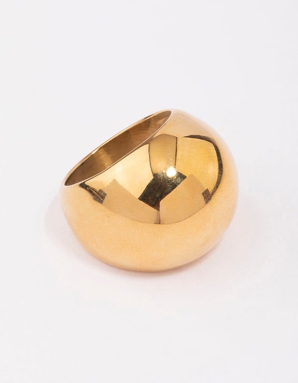 Waterproof Gold Plated Stainless Steel Large Bubble Ring