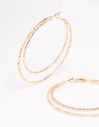 Gold Textured Double Large Hoop Earrings - link has visual effect only