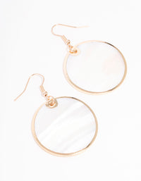 Gold Shell Disc Drop Earrings - link has visual effect only