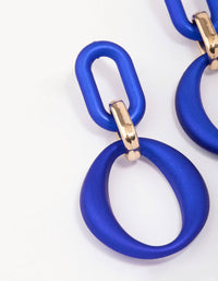 Blue Rubber Link Drop Earrings - link has visual effect only