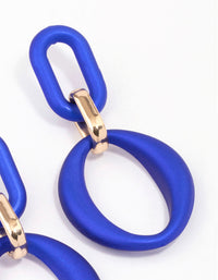 Blue Rubber Link Drop Earrings - link has visual effect only