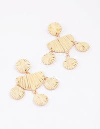 Gold Raffia Disc Drop Earrings - link has visual effect only