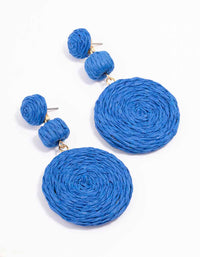 Gold Raffia Triple Disc Drop Earrings - link has visual effect only