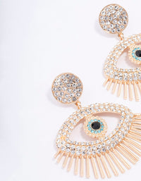 Gold Diamante Large Evil Eye Drop Earrings - link has visual effect only