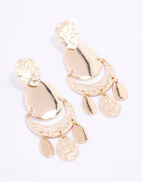 Gold Textured Multi Disc Drop Earrings - link has visual effect only