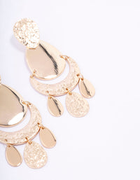 Gold Textured Multi Disc Drop Earrings - link has visual effect only