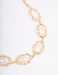 Gold Statement Pearl Short Necklace - link has visual effect only