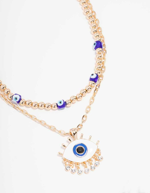 Gold Evil Eye Layered Necklace