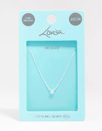 Sterling Silver Cubic Zirconia Dainty Pendant Necklace - link has visual effect only