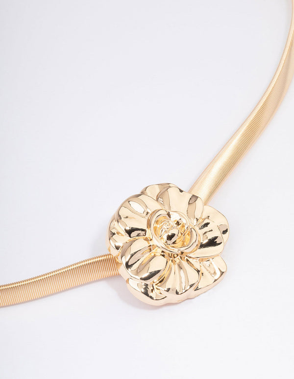 Gold Single Rose Stretch Belt