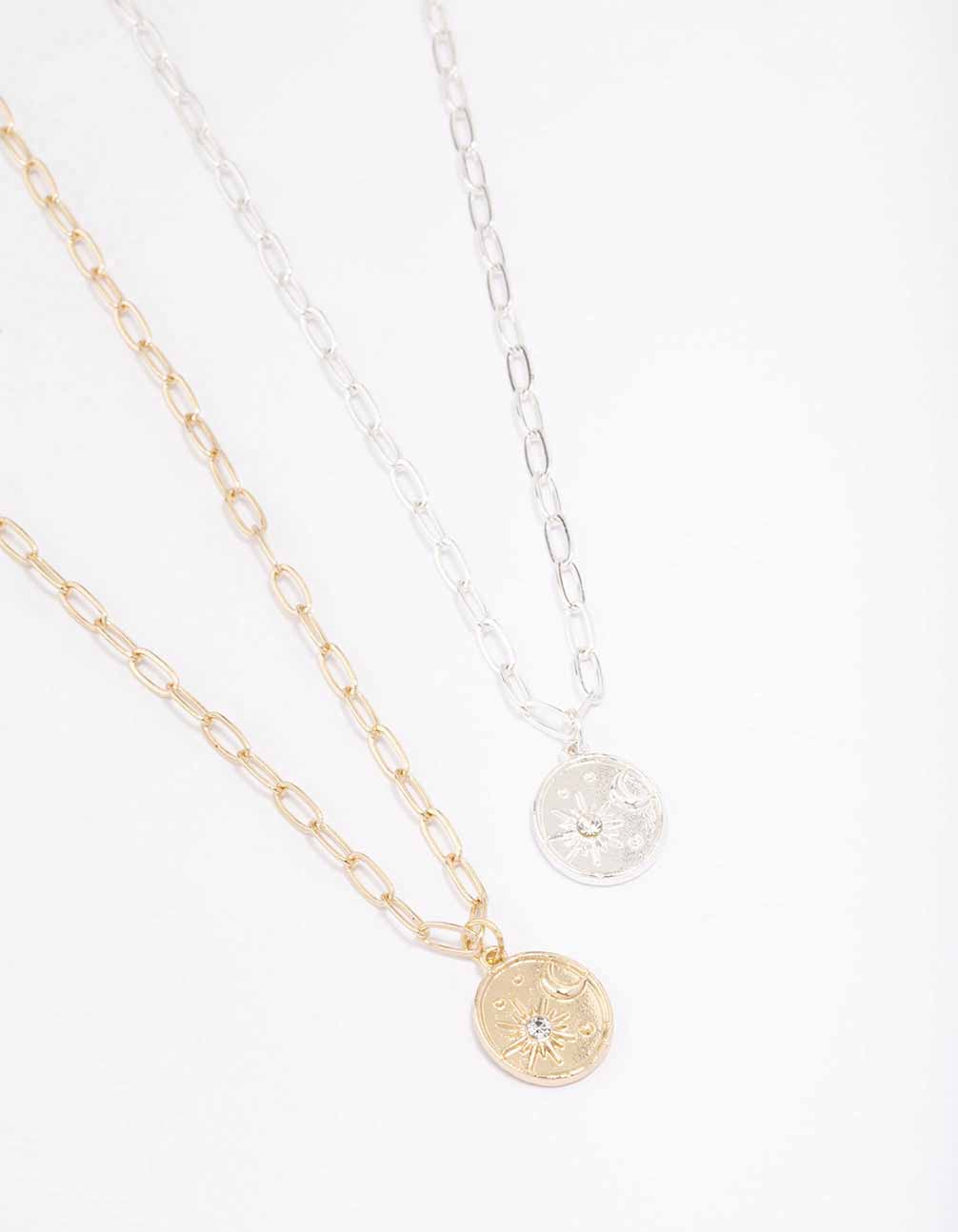 Gold chain deals coin pendant