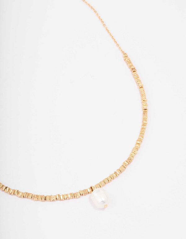 Gold Plated Pendant & Pearl Necklace