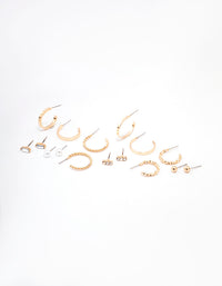 Gold Diamante & Pearl Hoop Earring 8-Pack - link has visual effect only