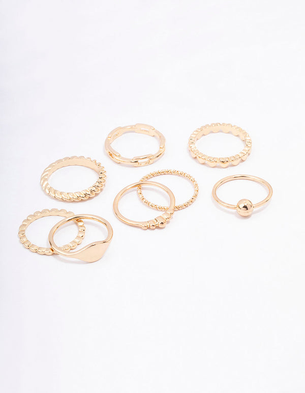 Gold Patterned Heart Ring Pack