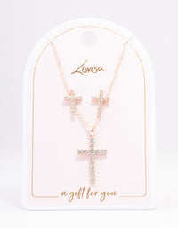 Rose Gold Diamante Cross Jewellery Set - link has visual effect only