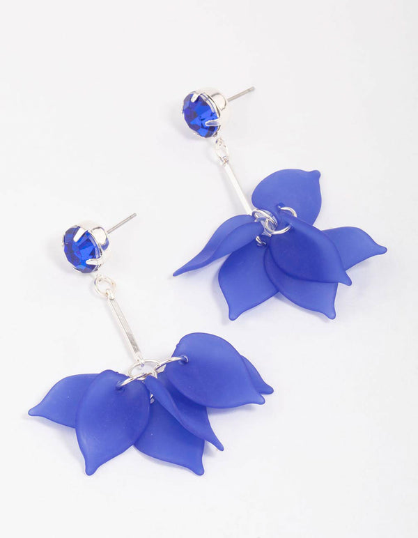 Navy Blue Stone Stick Petal Drop Earrings Lovisa