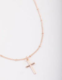 Rose Gold Classic Cross Ball Chain Necklace - link has visual effect only