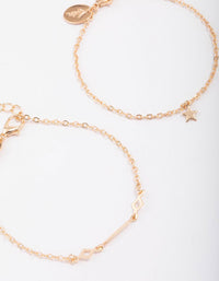 Gold Geometric Chain Star Bracelet Pack - link has visual effect only