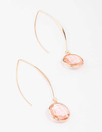 Gold Oval Blush Diamante Gem Drop Earrings - link has visual effect only