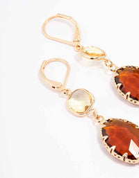 Gold Square & Oval Drop Earrings - link has visual effect only