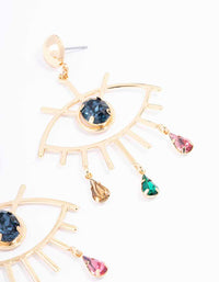 Gold Evil Eye Diamante Drop Earrings - link has visual effect only