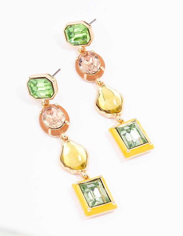 Gold Mixed Shape Drop Earrings