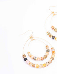 Gold Double Beaded Hoop Earrings - link has visual effect only