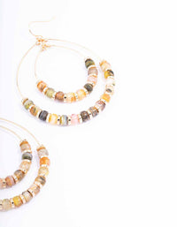 Gold Double Beaded Hoop Earrings - link has visual effect only