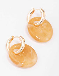 Gold Small Double Marble Hoop Earrings - link has visual effect only